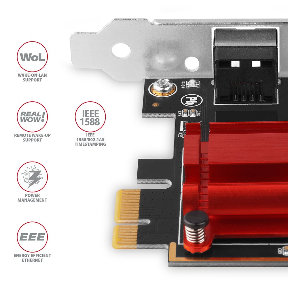 Axagon Pcee-G25 Adaptador Y Tarjeta De Red Interno Ethernet 5000 Mbit/S