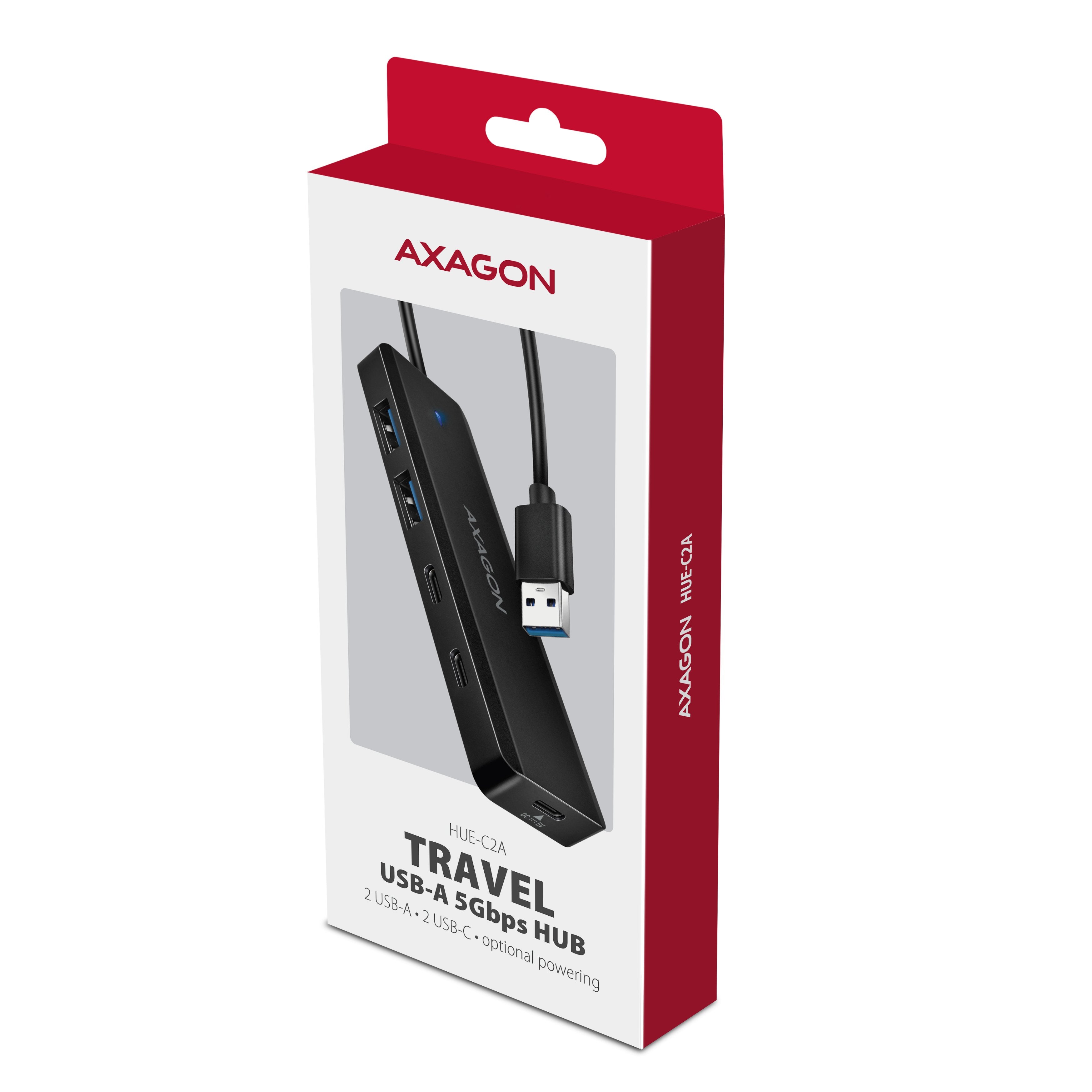Hub 4-Portowy 5gbps 2x Usb-A 2x Usb-C, Usb-C Power In 19 Cm Kabel Hue-C2a