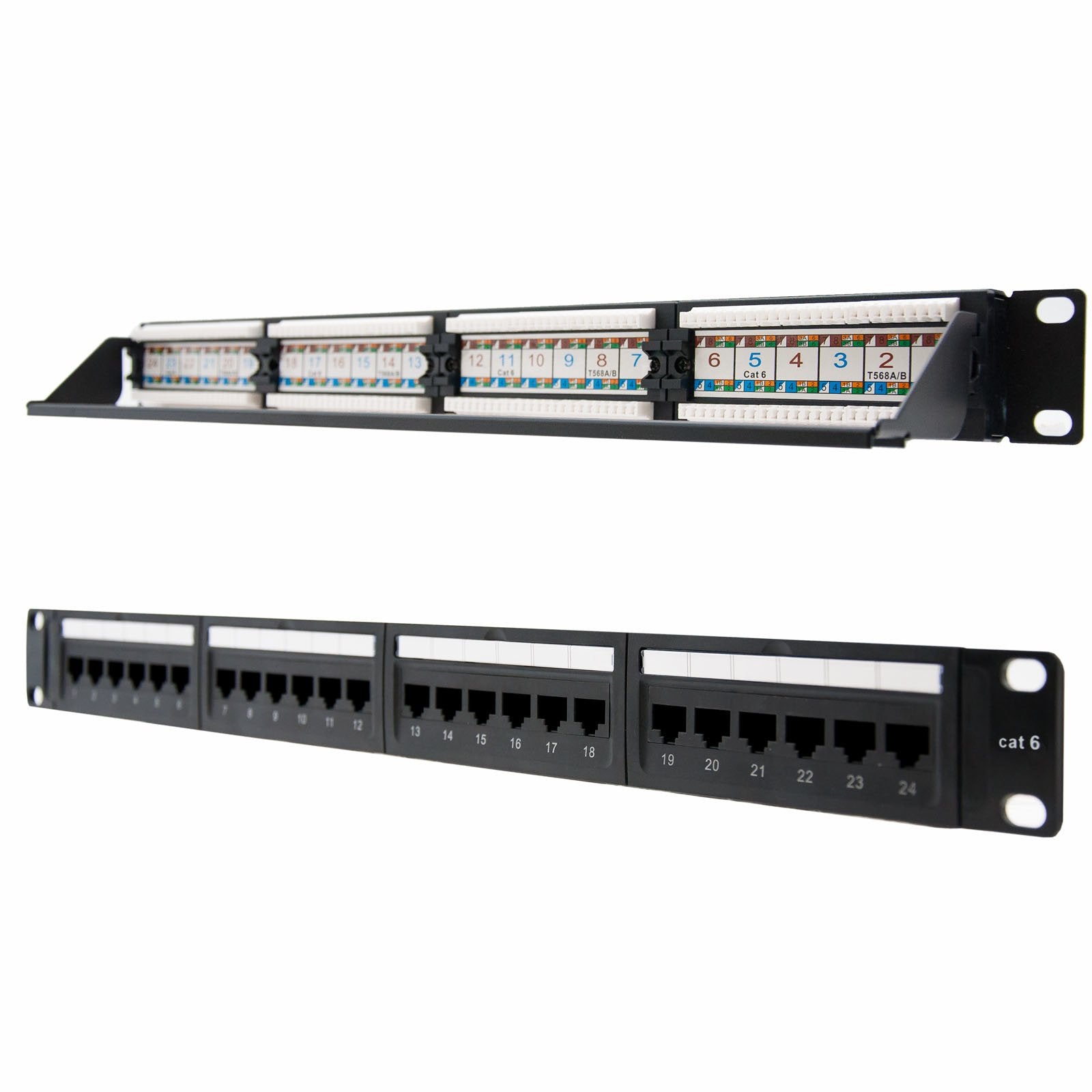 Nanocable Patch Panel 24 Puertos Rj45 Cat.6 Utp 19" 1u Dual Idc - Negro