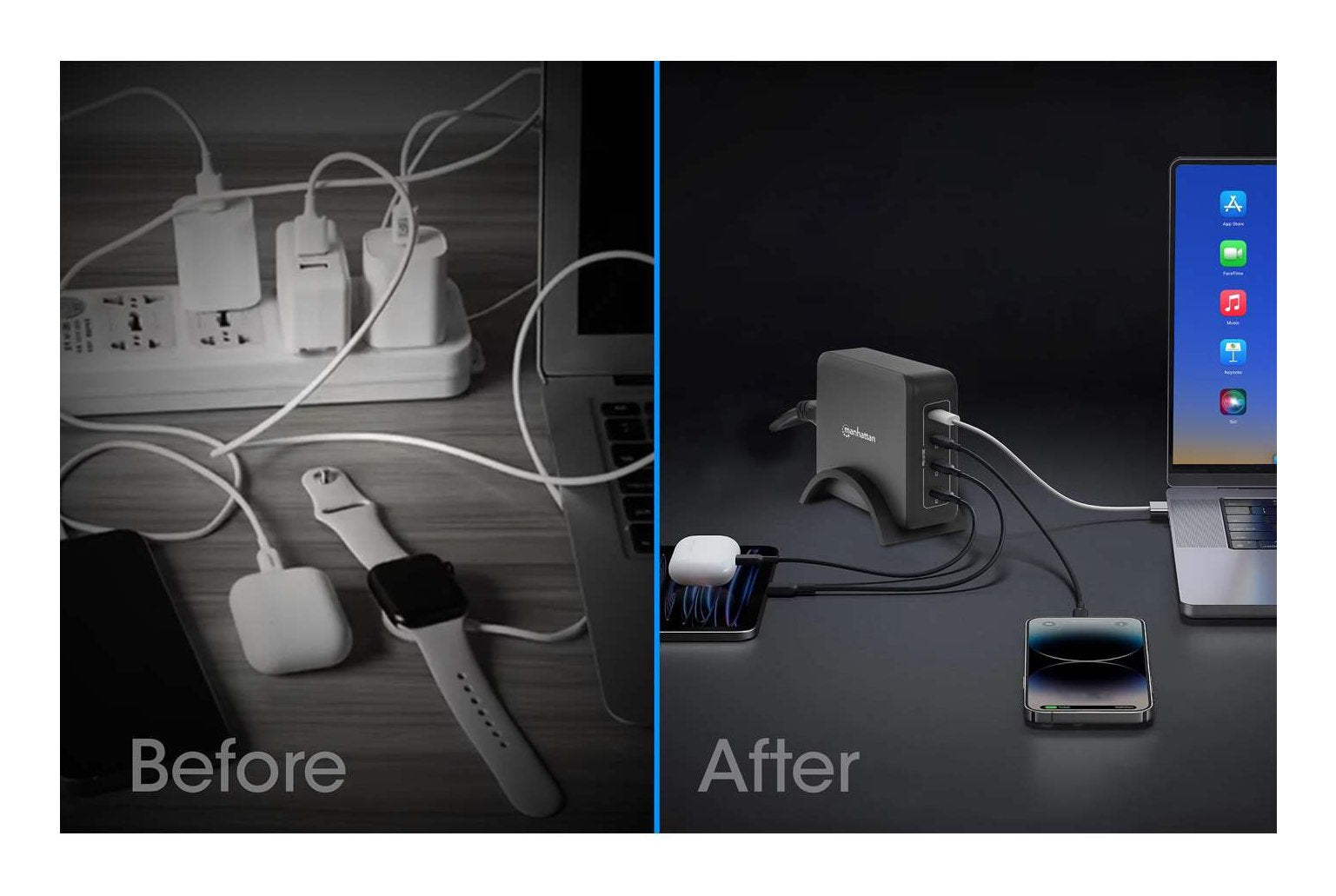 Manhattan 4-Port Gan Usb Power Delivery-Lademation 240w