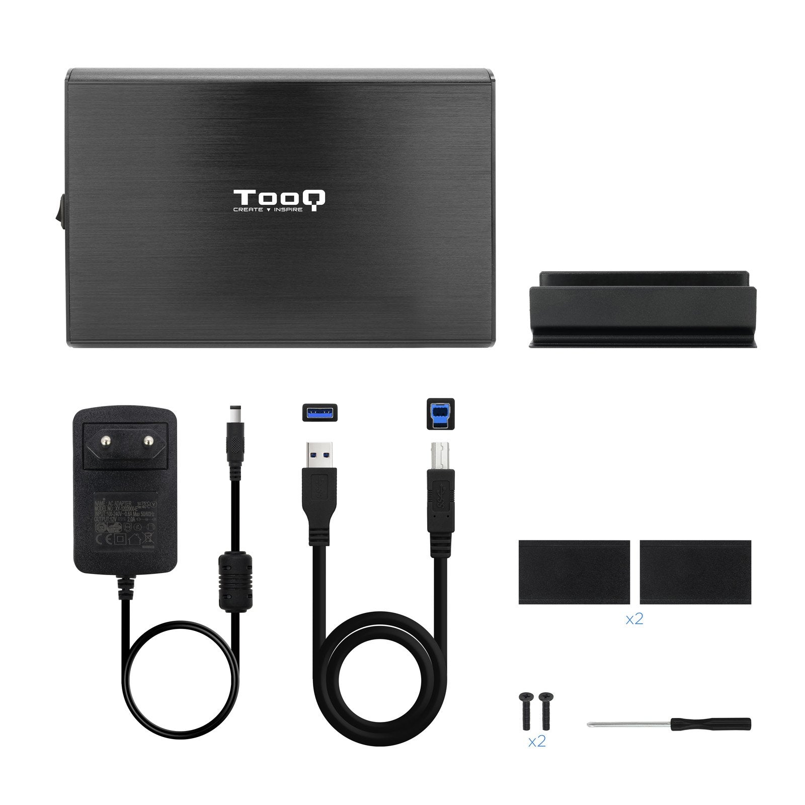 Tooq Carcasa Externa Hdd 3.5" Sata Usb 3.0/3.1 Gen1 Con Soporte - Negro