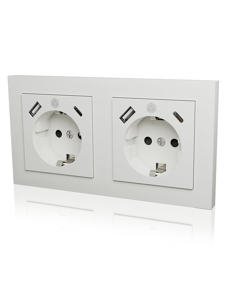 Juego De Enchufes Empotrables Icy Box Ib-Mps4200w-Pd, Con Función De Carga Usb Pd, Blanco, 2 Piezas