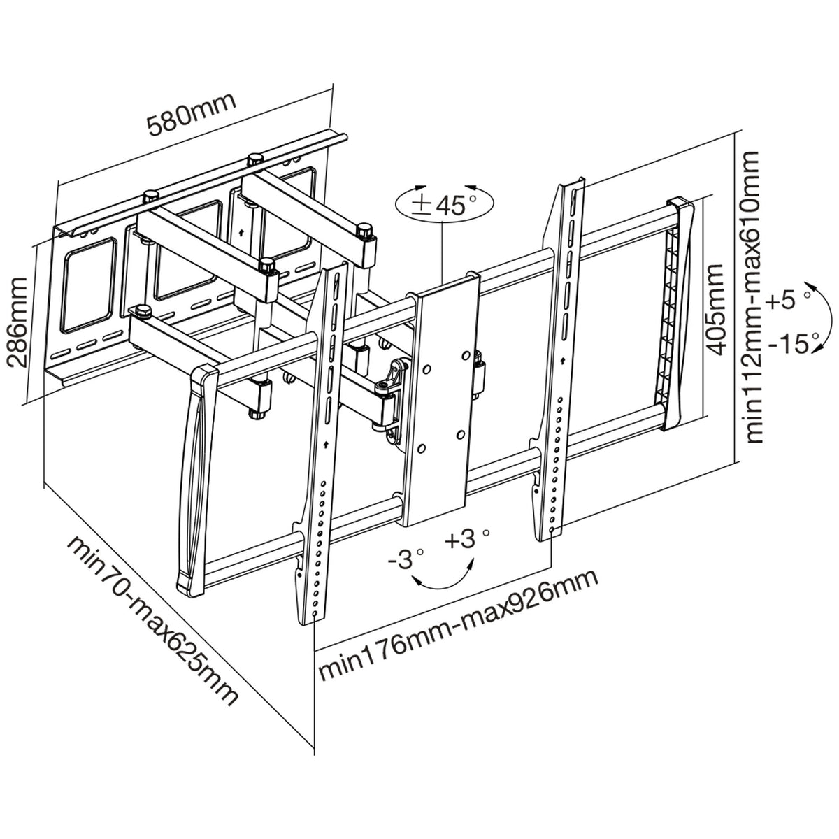 Soporte De Pared Para Tv Inline, Para Tft/Lcd/Led/Plasma 152-254 Cm (60-100") Máx. 80 Kg