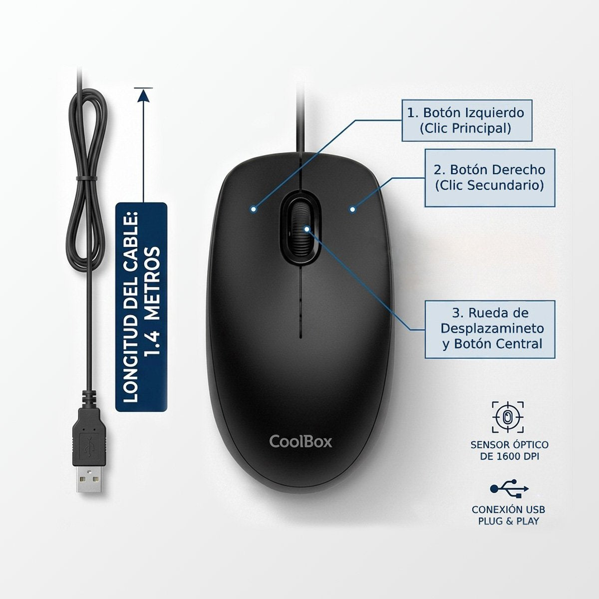 Coolbox Raton Usb U01 Negro