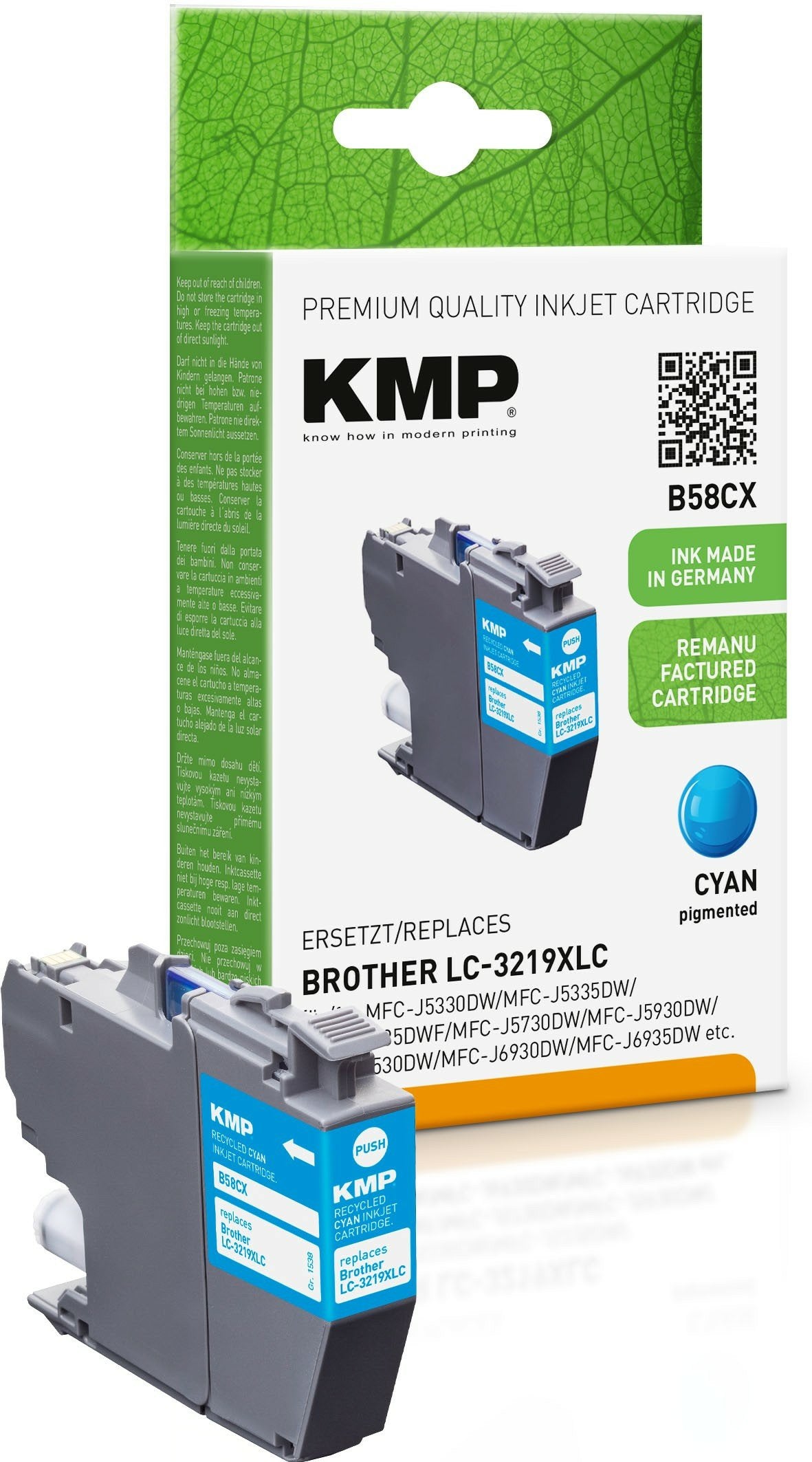 Kmp Cartucho Brother Lc3219xlc Cyan 1500 S. B58cx Refilled