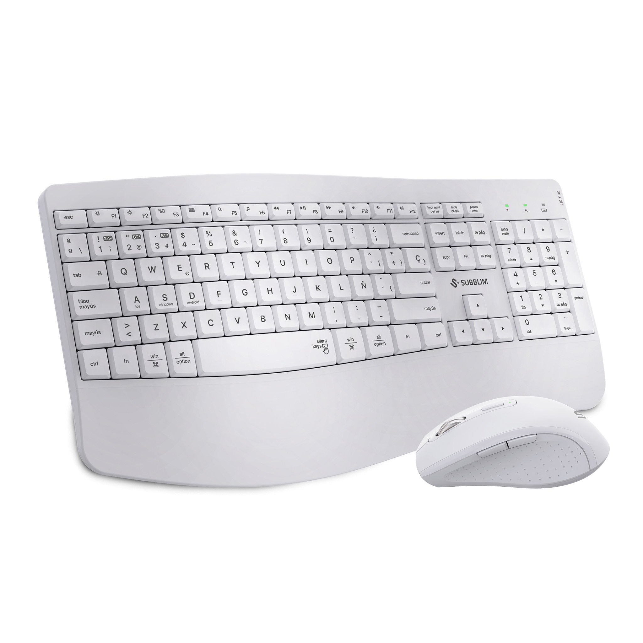 Combo Teclado Raton Subblim Prowave Inalamb Ergo Blanco