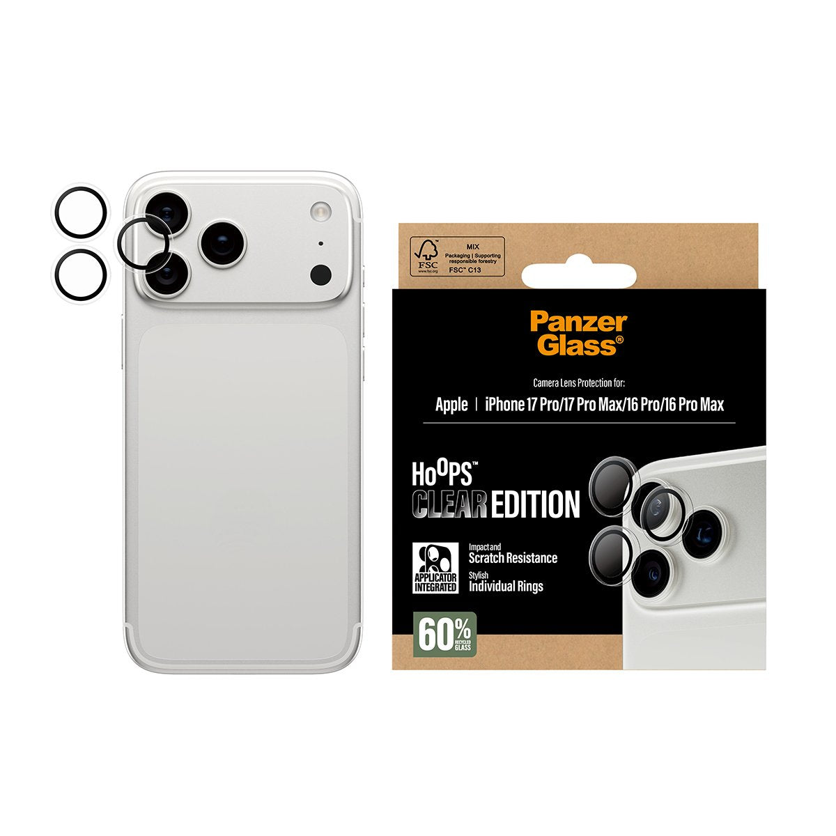 EAN 5715685025600 - PanzerGlass ® Hoops® Camera Lens Protector Transparent iPhone 17 Pro | iPhone 17 Pro Max | iPhone 16 Pro imagen 2