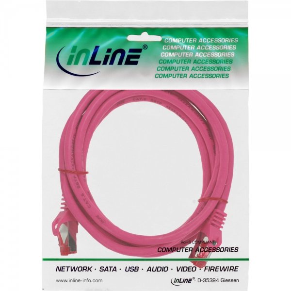 Cable De Red Inline S/Ftp Pimf Cat.6 250mhz Pvc Cobre Rosa 1m