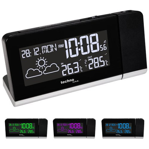 Technoline Wt 539 Reloj De Repisa O Sobre Mesa Reloj De Sobremesa Digital Negro Rectangular