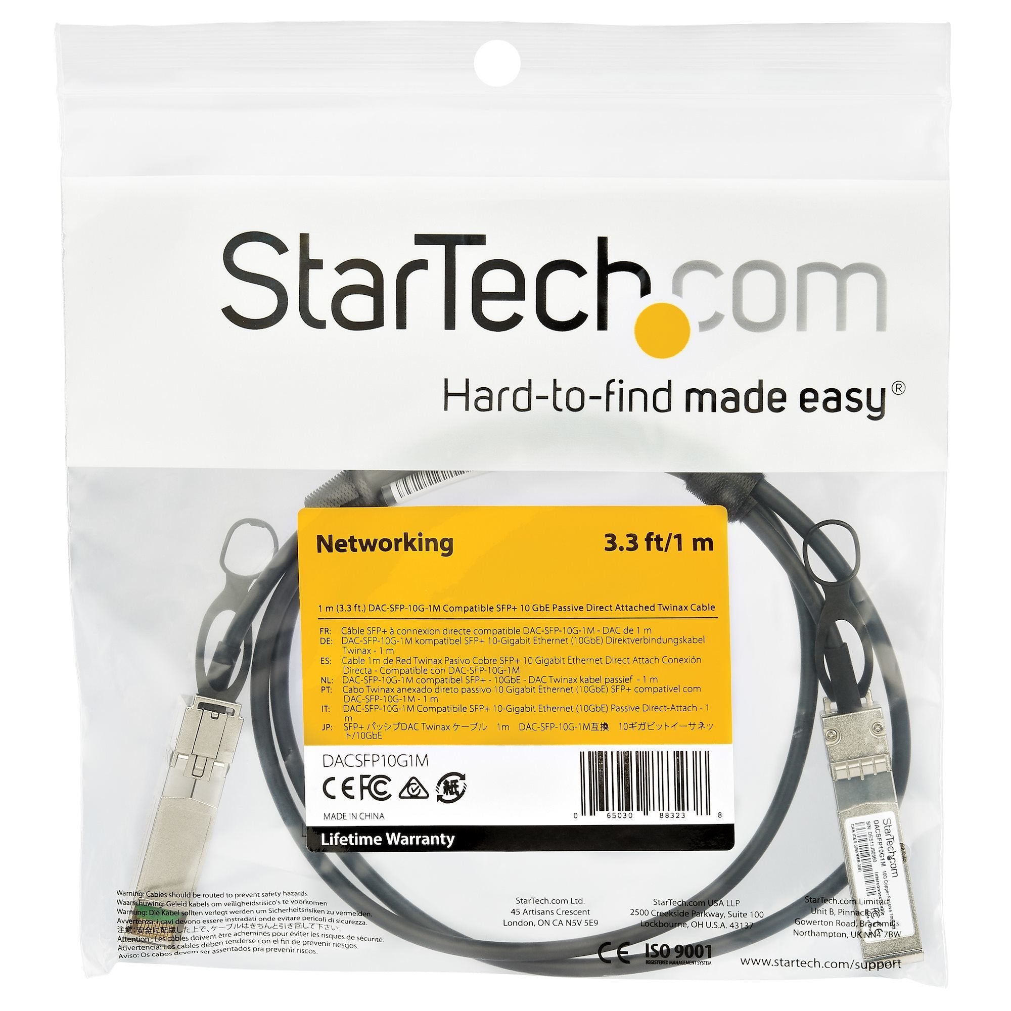 Startech.Com Cable Twinax Sfp+, Con Conexión Directa, Compatible Con El Modelo Dac-Sfp-10g-1m De Dell Emc - 1 M