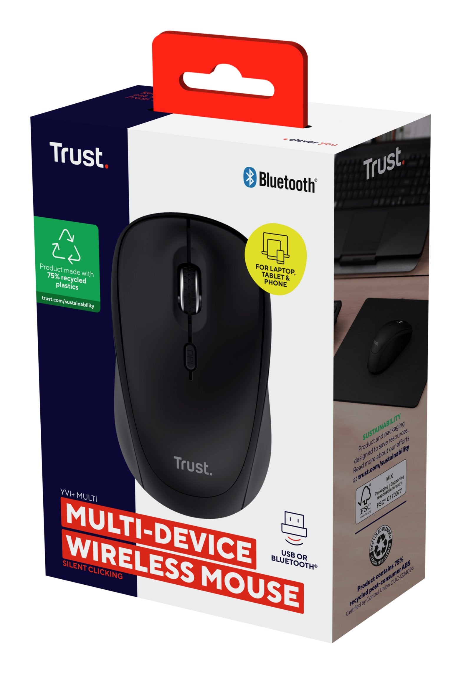 EAN 8713439254402 - Trust Yvi+ ratón Universal Ambidextro RF Wireless + Bluetooth Óptico 1600 DPI imagen 5