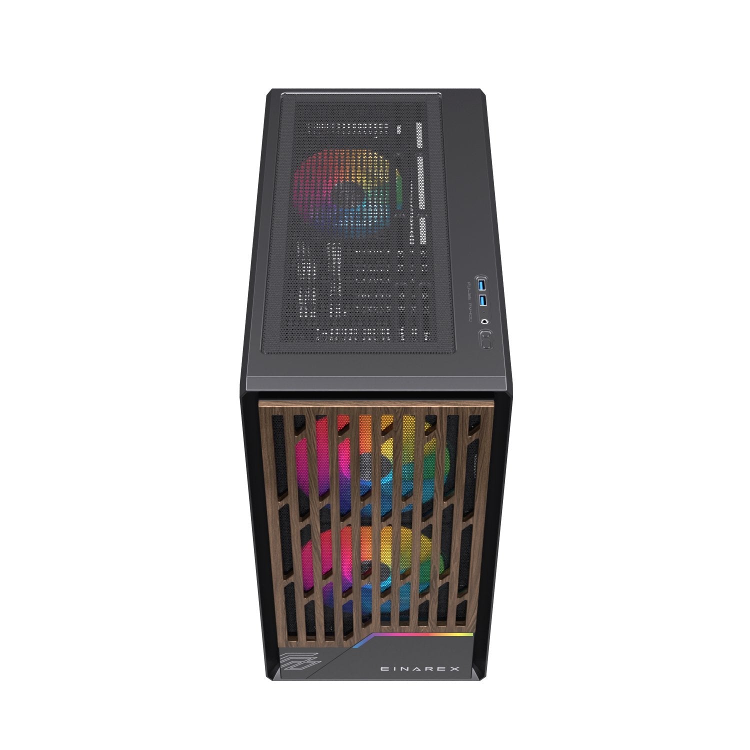 Caja Micro-Atx Semitorre Einarex Pm400 Rgb 3 Fans Negra Excs-Pm-400r-B