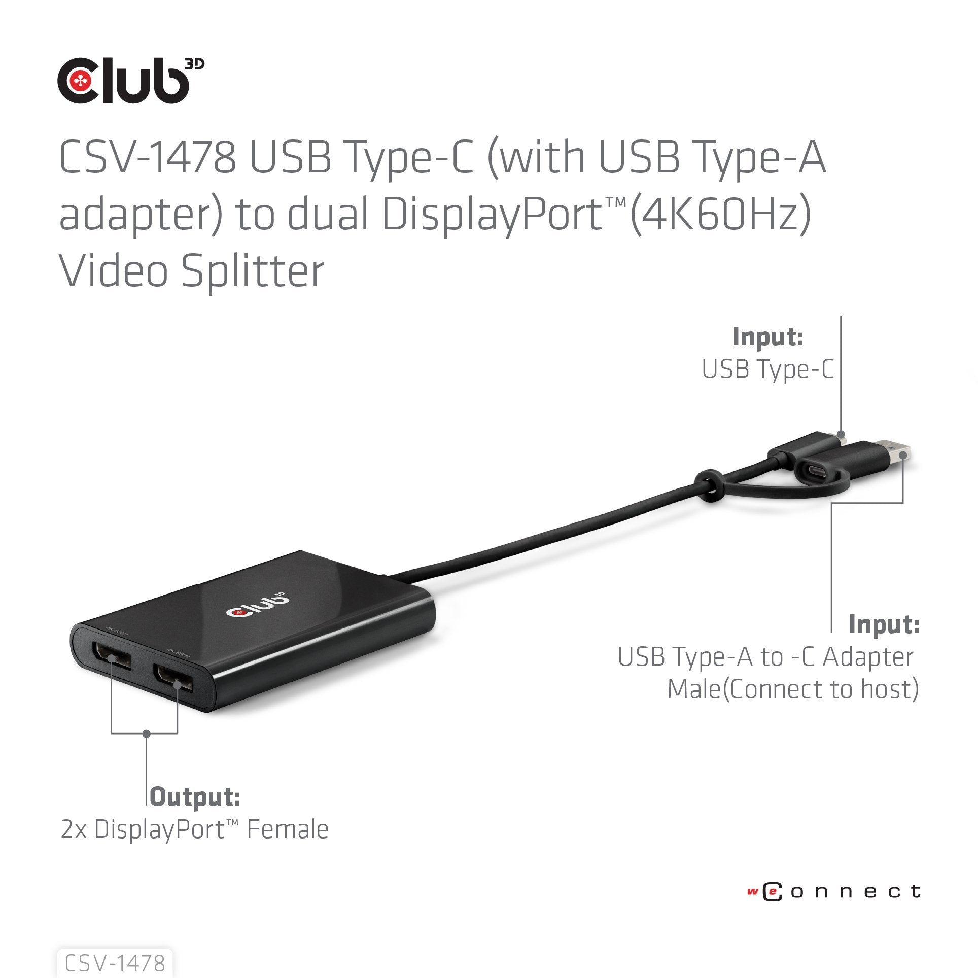 EAN 8719214472993 - CLUB3D CSV-1478 divisor de video USB Tipo C 2x DisplayPort imagen 7