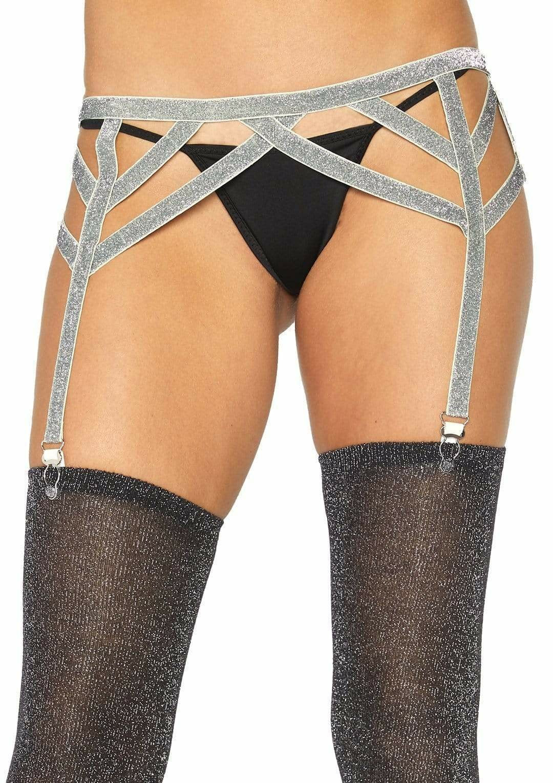 Leg Avenue - Liguero Lurex Plateado Talla Unica