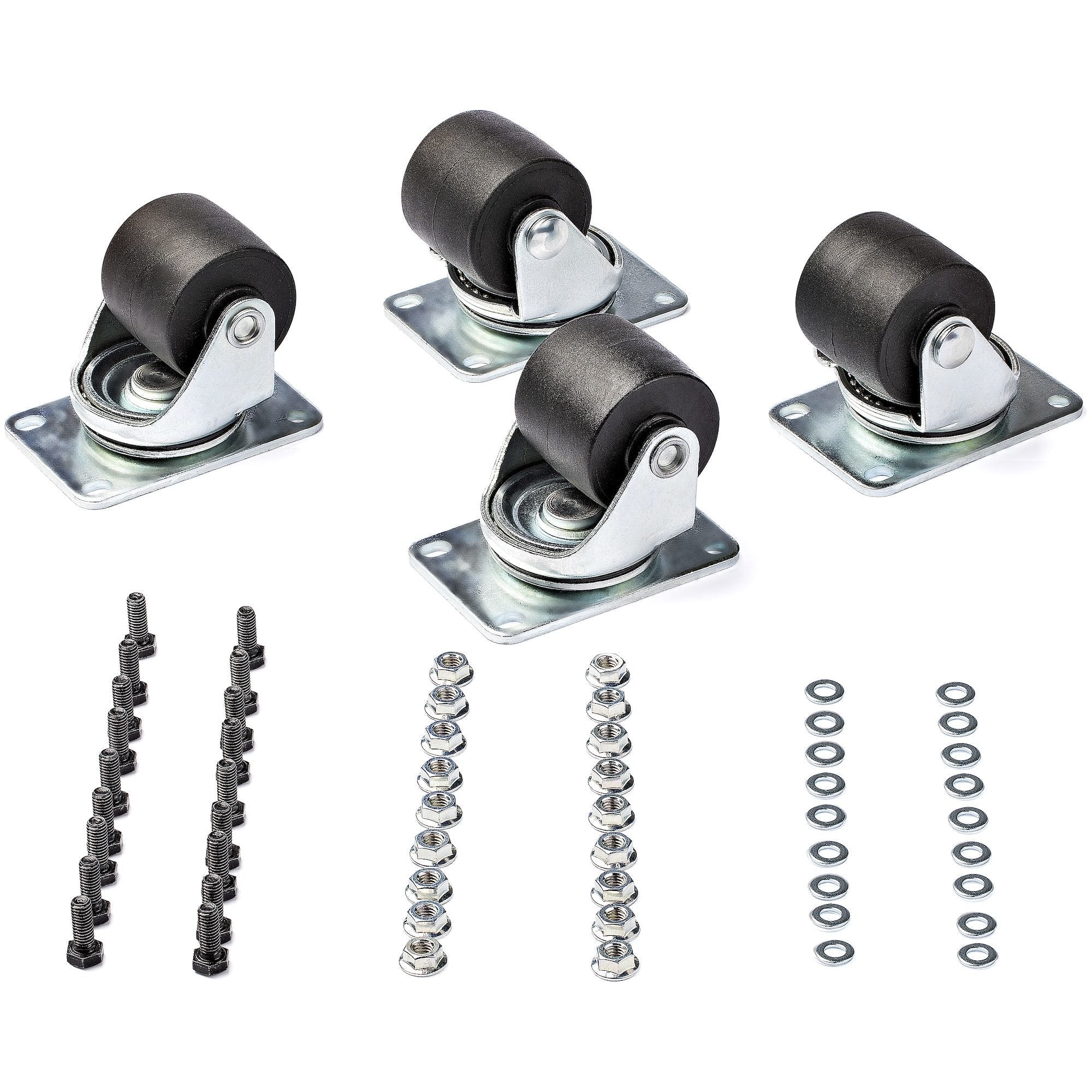 Startech.Com Ruedas De Servicio Pesado Para Racks O Armarios De Servidores - Juego De 4 Ruedas Universales M6 De 2 Pulgadas - Patrón De 45x75mm - Para Racks De 4 Columnas - De Plástico Y Acero (Rkcaster2)