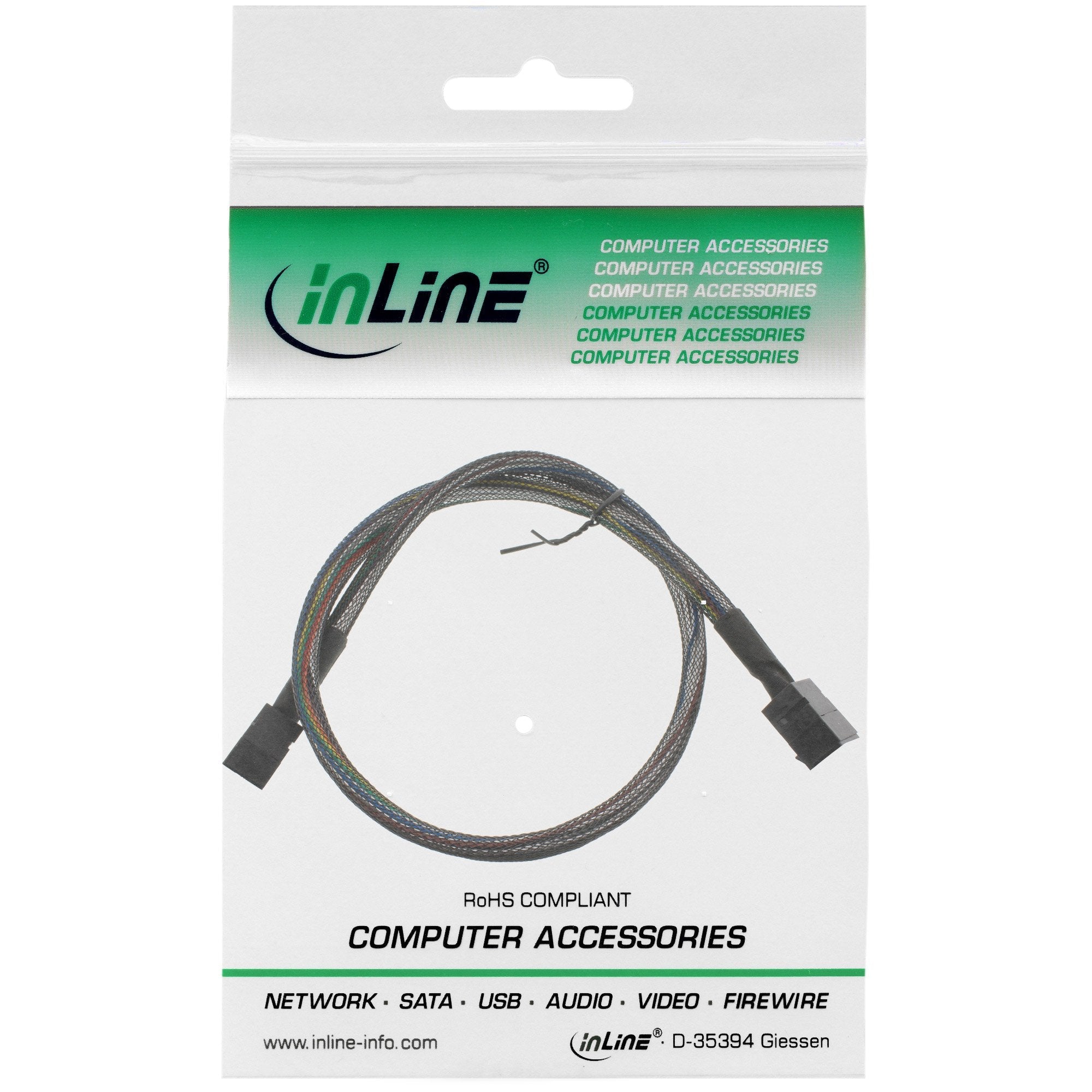 Cable Inline Mini Sas Hd Sff-8643 A Sff-8643 Con Banda Lateral De 0,5 M