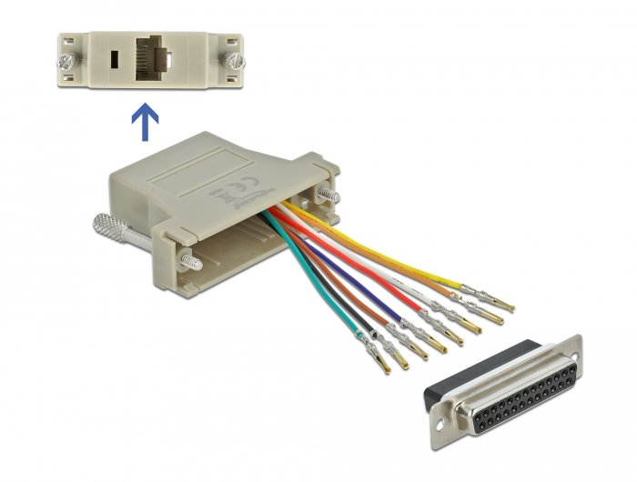 Delock D-Sub 25 Pin Buchse Zu Rj45 Buchse Montagesatz Grau