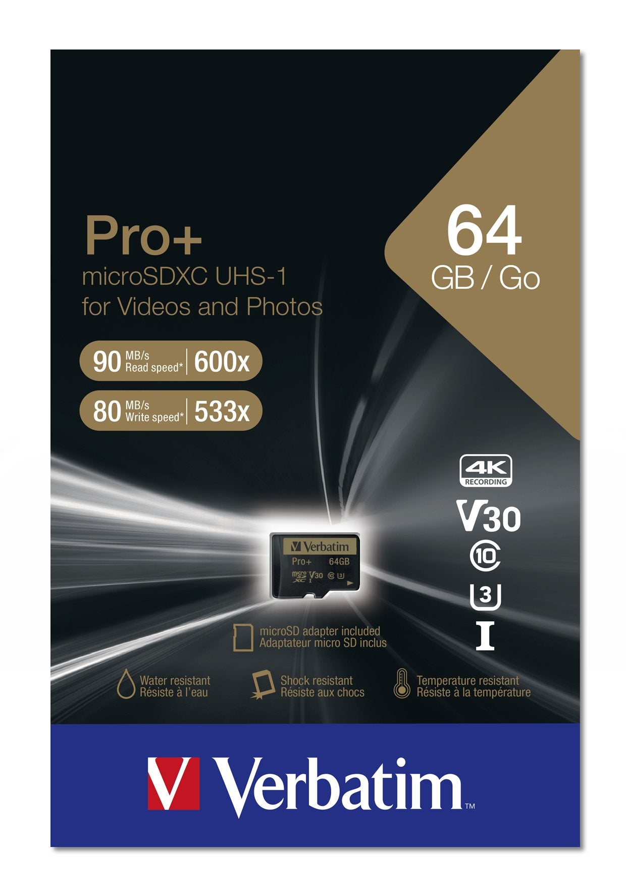 Verbatim Pro+ U3 Micro Sdxc Card 64gb C/Adaptador
