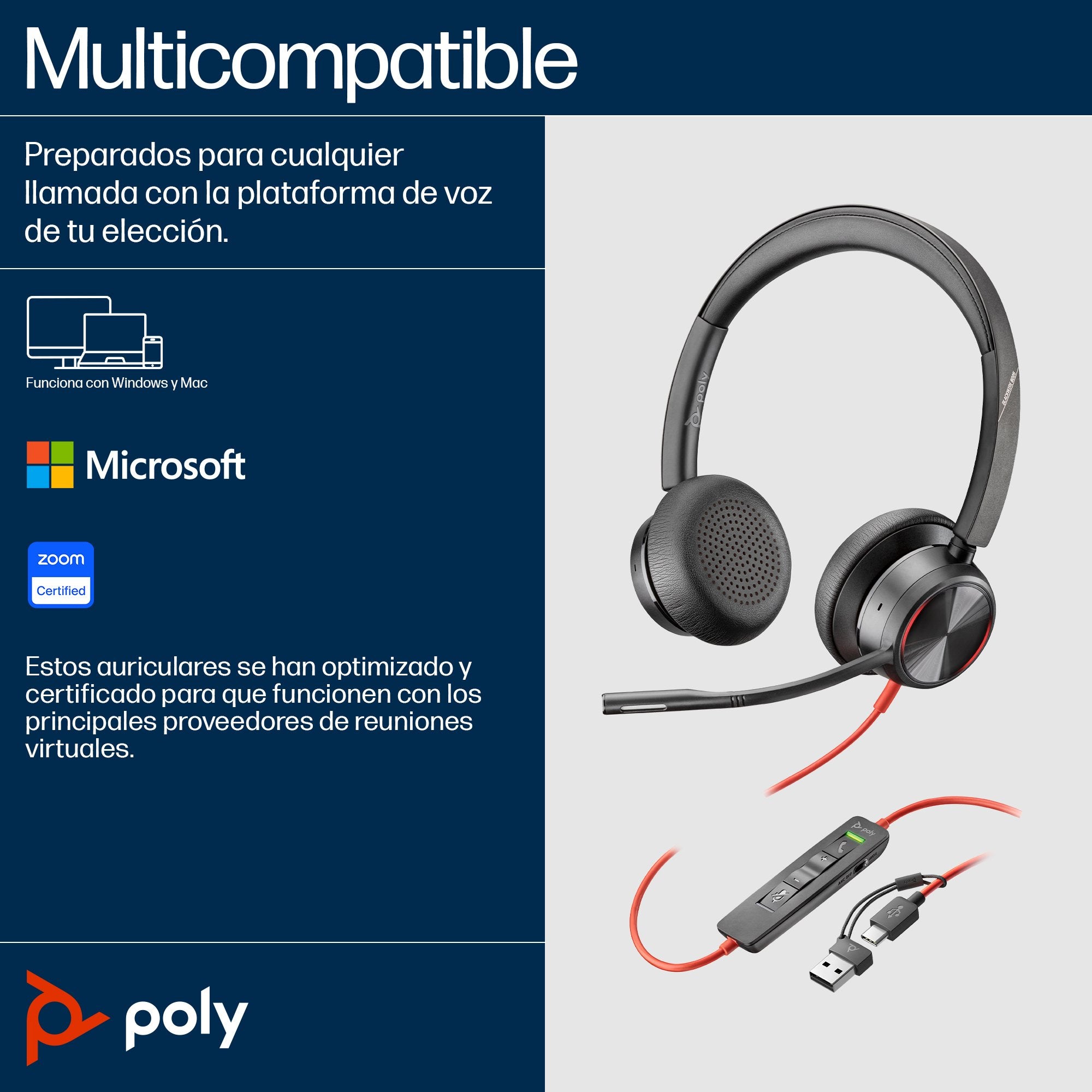 EAN 0197498429267 - HP Poly Blackwire 8225 Stereo Microsoft Teams Certified USB-C Headset +USB-C/A Adapter Alámbrico Diadema imagen 6