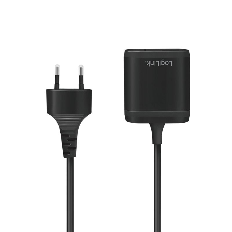Logilink Pa0256 - Adaptador De Corriente Usb Con Cable Fijo De 1,5 M, 1 Usb-A Y 1 Usb-C, 12 W (5 V/2,4 A), Color Negro