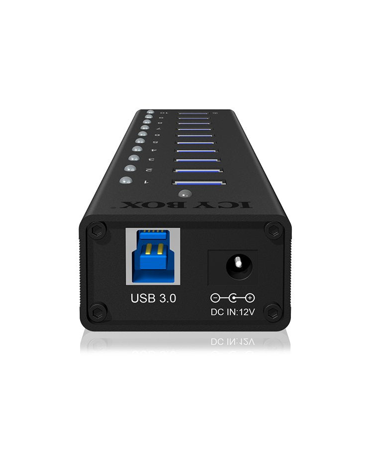 Icybox Ib-Ac6110 Icybox 10 X Port Usb 3.0 Hub With Usb Charge Port, Black