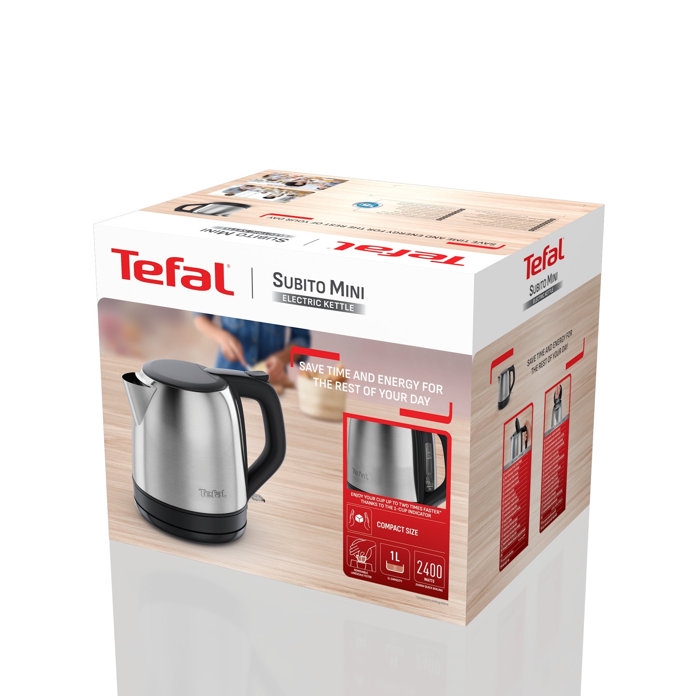 Tefal Ko5s2de Subito (Edelstahl/Negro, 2.400 Watt, 1 Liter) Ko5s2de