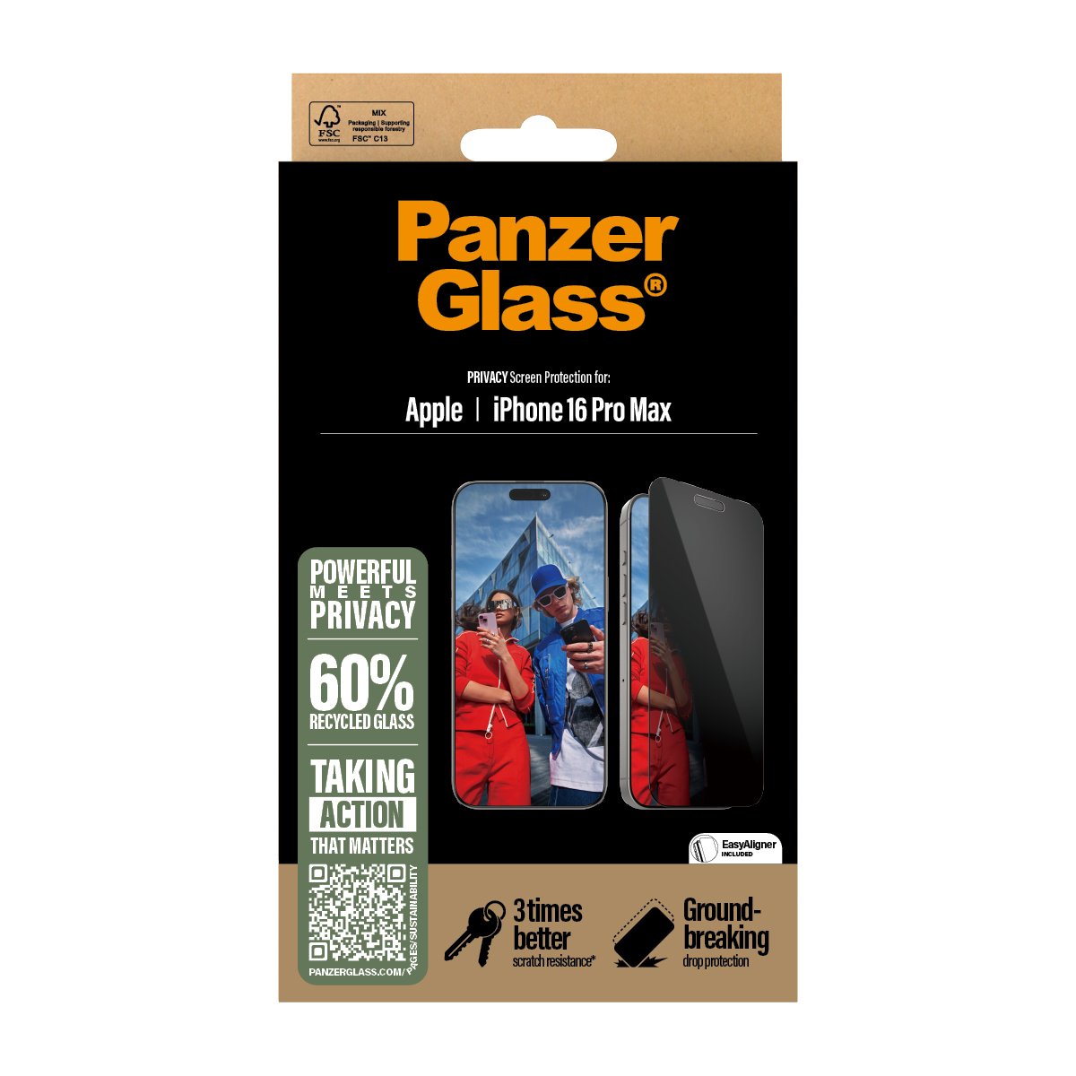 EAN 5715685002489 - PanzerGlass ® Privacy Screen Protector iPhone 16 Pro Max | Ultra-Wide Fit w. EasyAligner Protector de pan imagen 3