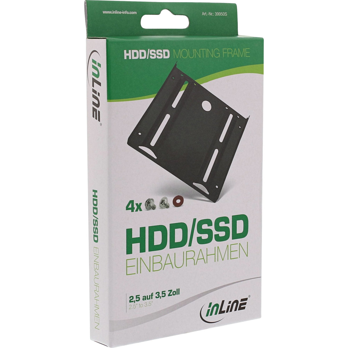 Inline Adaptador Hdd/Ssd, 2,5" A 3,5", Con Tornillos, Negro