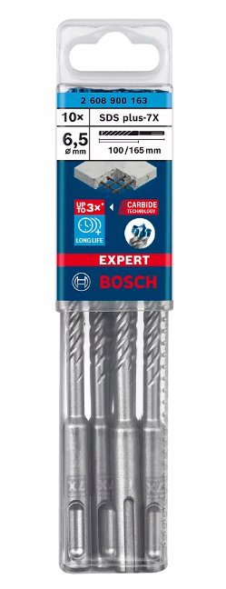 Taladro Percutor Bosch Expert Sds-Plus-7x, Ø 6,5 Mm, 10 Piezas (Longitud De Trabajo 100 Mm) 2608900163