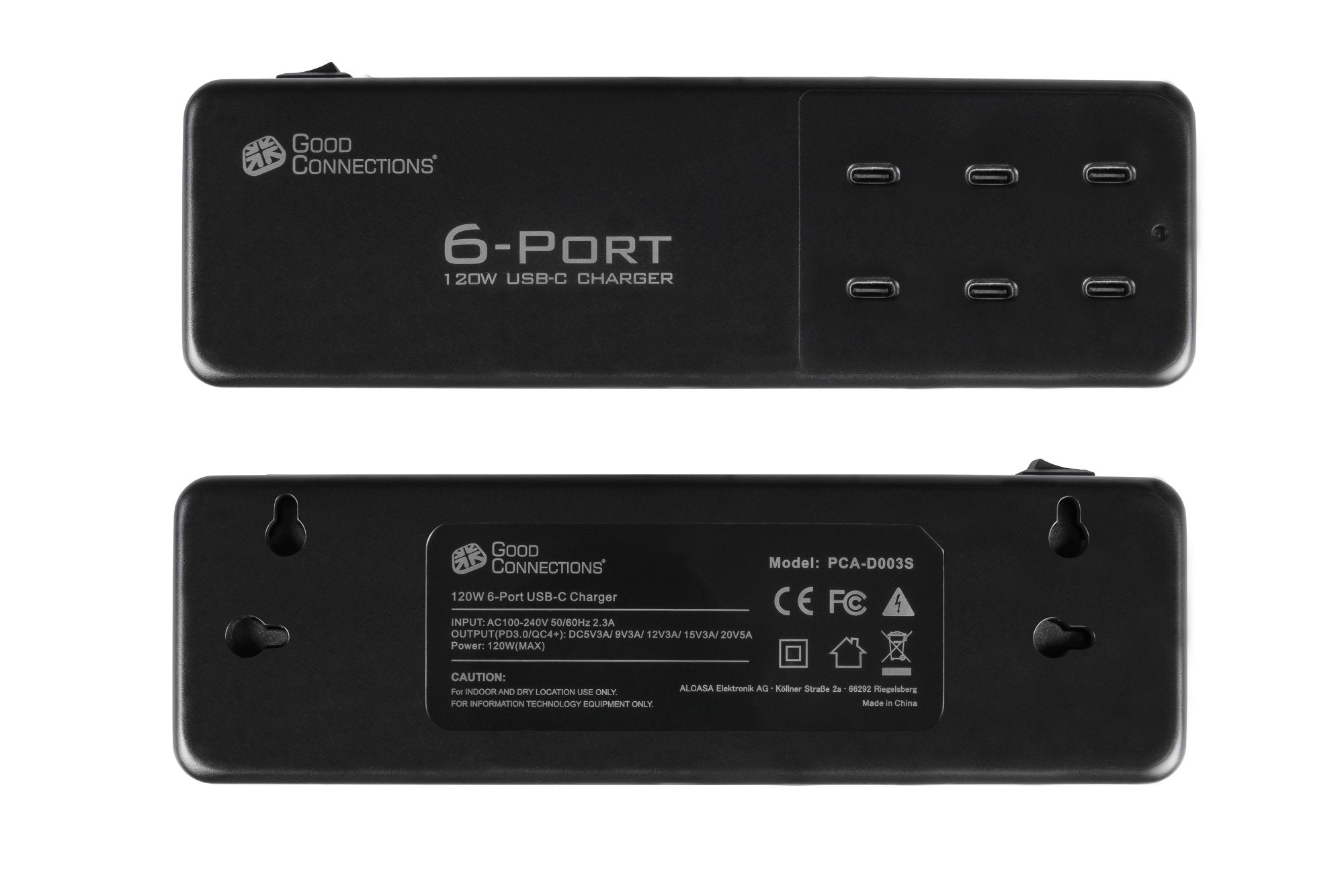Estación De Carga Rápida De Escritorio Usb 120w 6 Puertos 6xusb-C Pd3.0 Qc4+ Goodconnections Negro