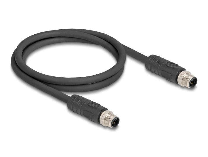Delock M12 Cable L-Kodiert 4 Pin Stecker Zu Stecker Pur Schleppkettentauglich 1 M Schwarz