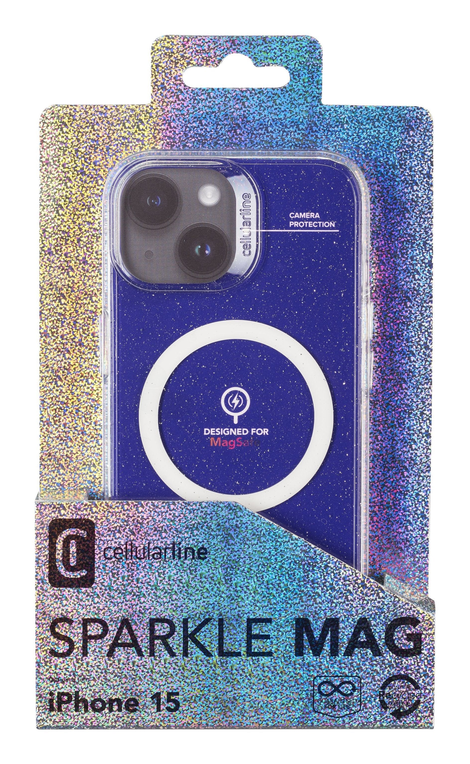 Funda Cellularline Sparkle Magsafe Mag Iphone 15 Trans.