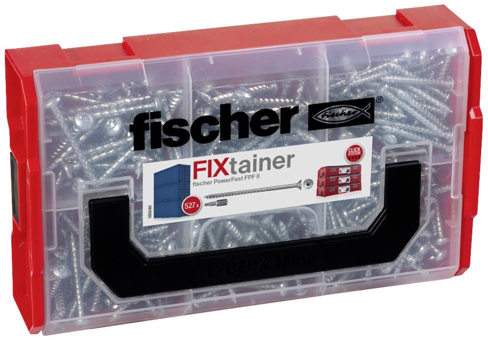 Fischer Fixtainer Powerfast Ii Cabeza Avellanada Tg Tx, Juego De Tornillos 527 Piezas, Rosca Parcial, Galvanizado 562272