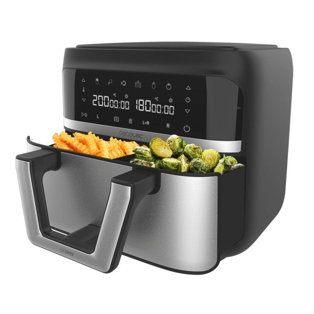 EAN 8435484049962 - Cecotec Cecofry Dual 9000 Sencillo 9 L Independiente 2850 W Freidora de aire caliente Negro, Acero inoxid imagen 2