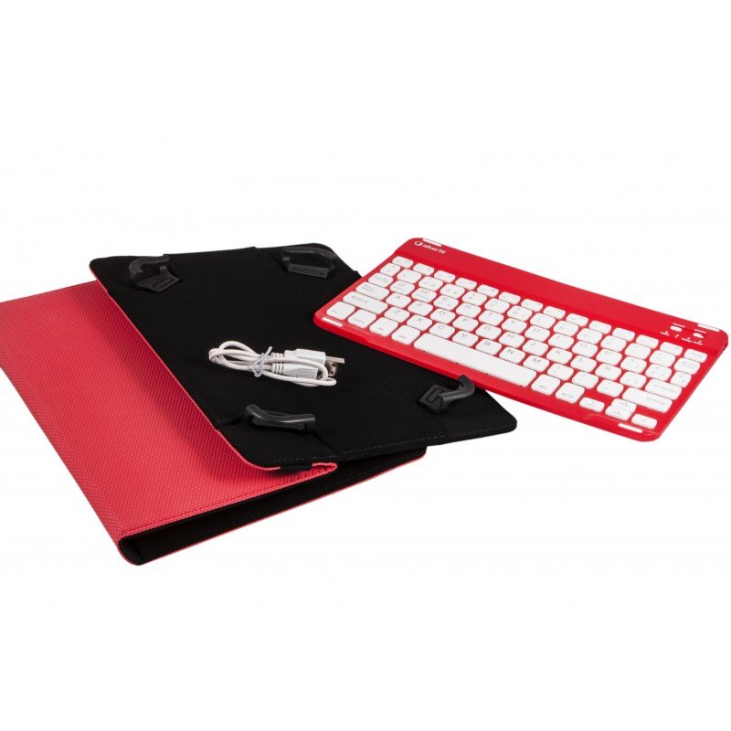 Funda Universal Gripcase Silver Ht Para Tablet 9-10\11 + Teclado Bluetooth Rojo