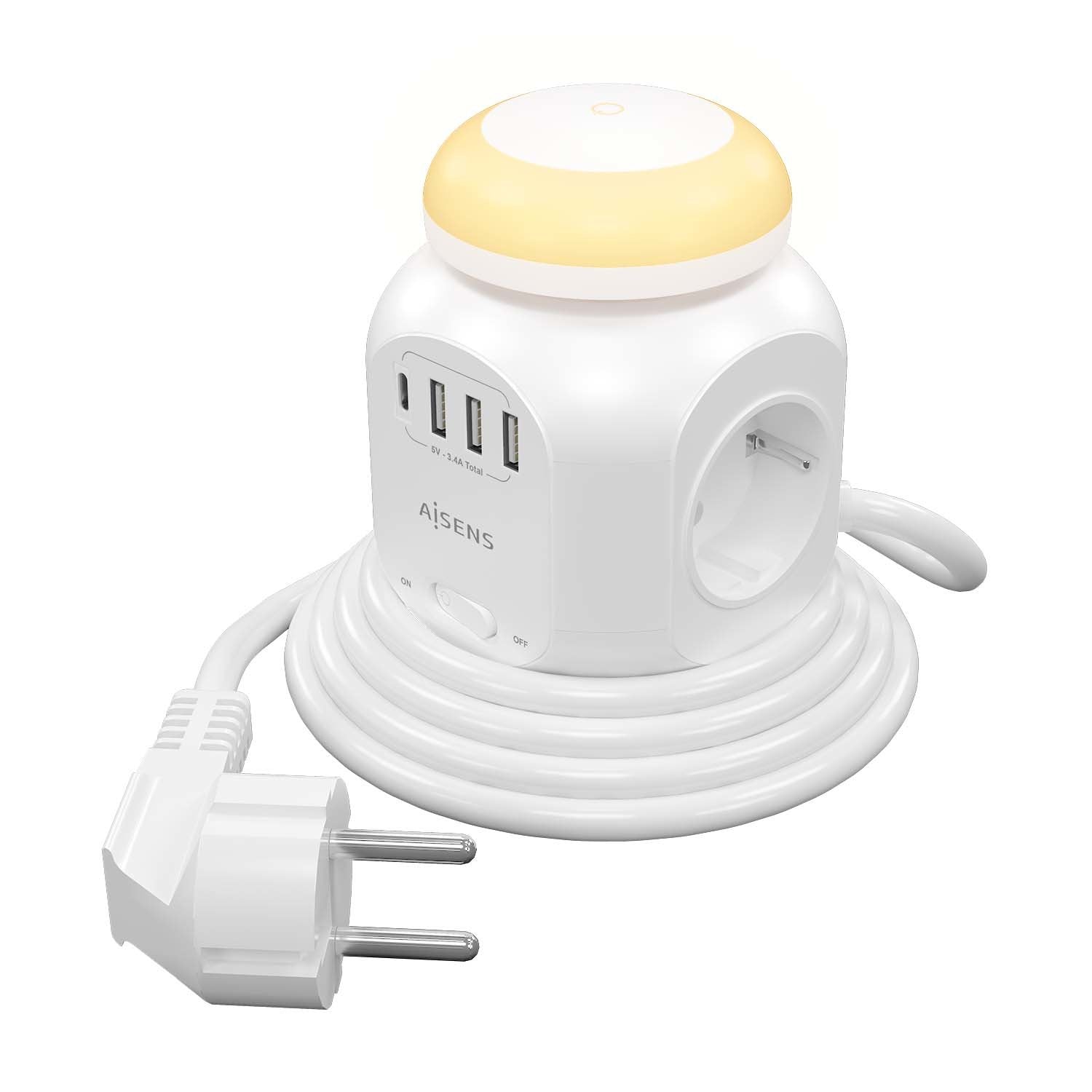 EAN 8436574709216 - AISENS ASPS-3A1CL01-W base múltiple 1,8 m 4 salidas AC Interior imagen 1