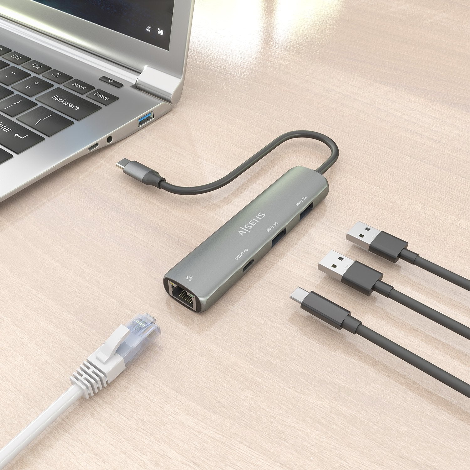 EAN 8435739904015 - AISENS ASUC-4P039-GR base para portátil y replicador de puertos Alámbrico USB 3.2 Gen 1 (3.1 Gen 1) Type- imagen 7
