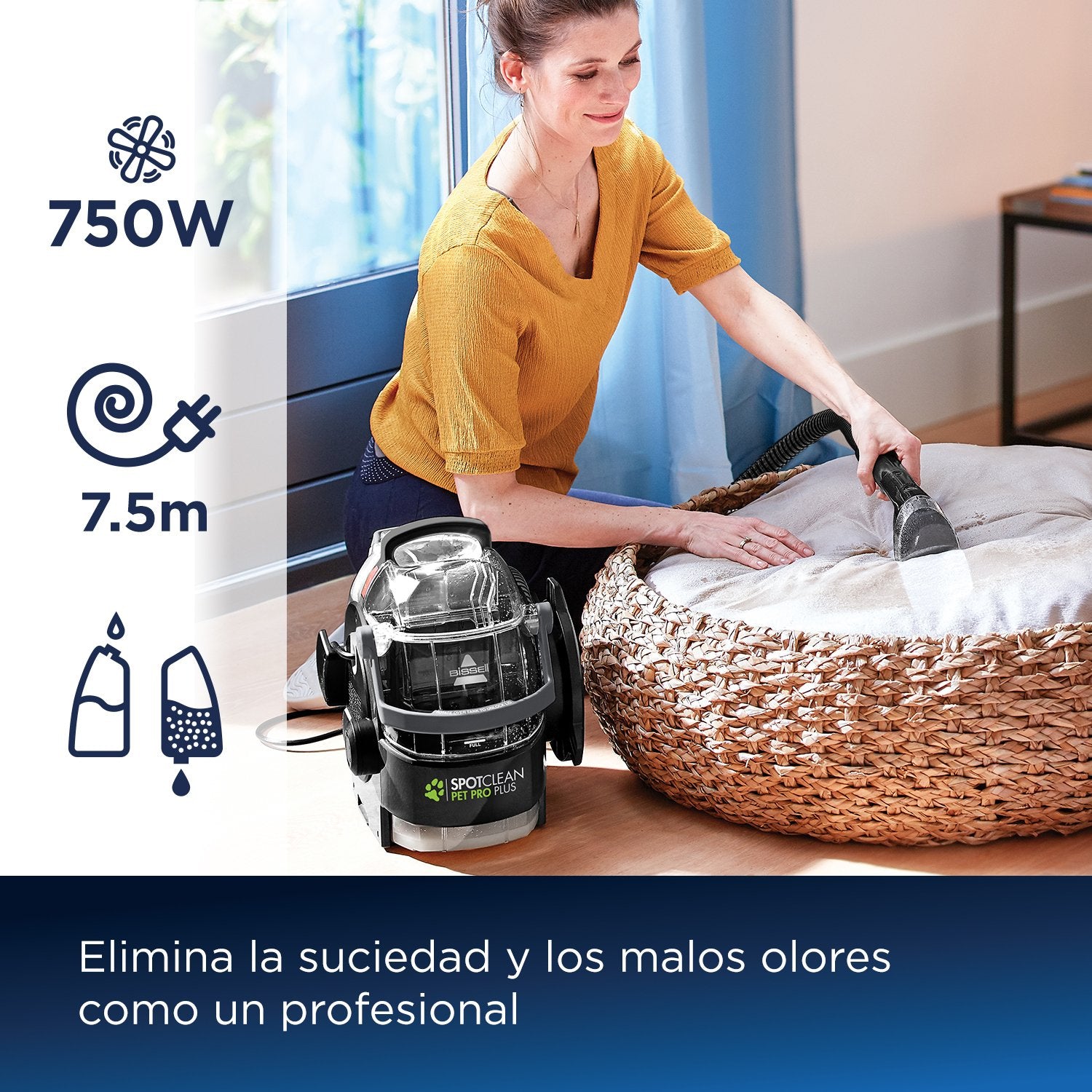 EAN 11120272369 - Bissell SpotClean Pet Pro Plus Limpiador a vapor de cilindro 2,8 L 750 W Negro, Transparente imagen 3
