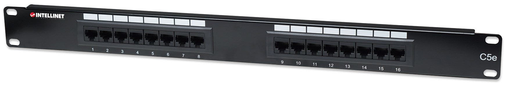 Patchpanel Intellinet, 19 ", Cat5e, 16 Puertos, Utp, 1u, Negro