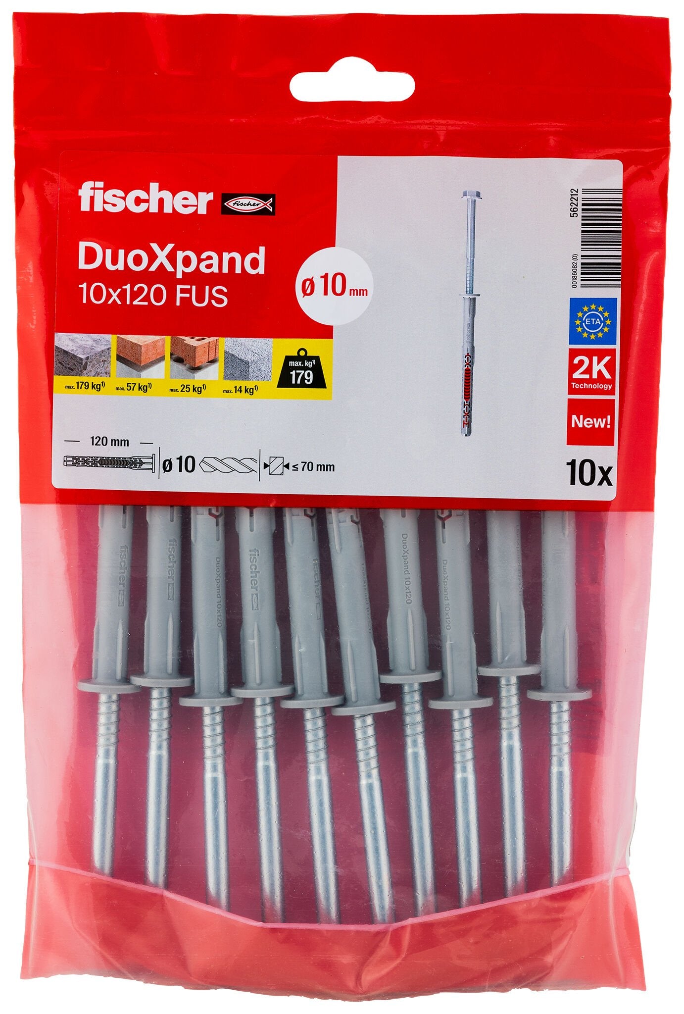 EAN 4048962442403 - Fischer 562212 tornillo de anclaje y taco 10 pieza(s) imagen 2