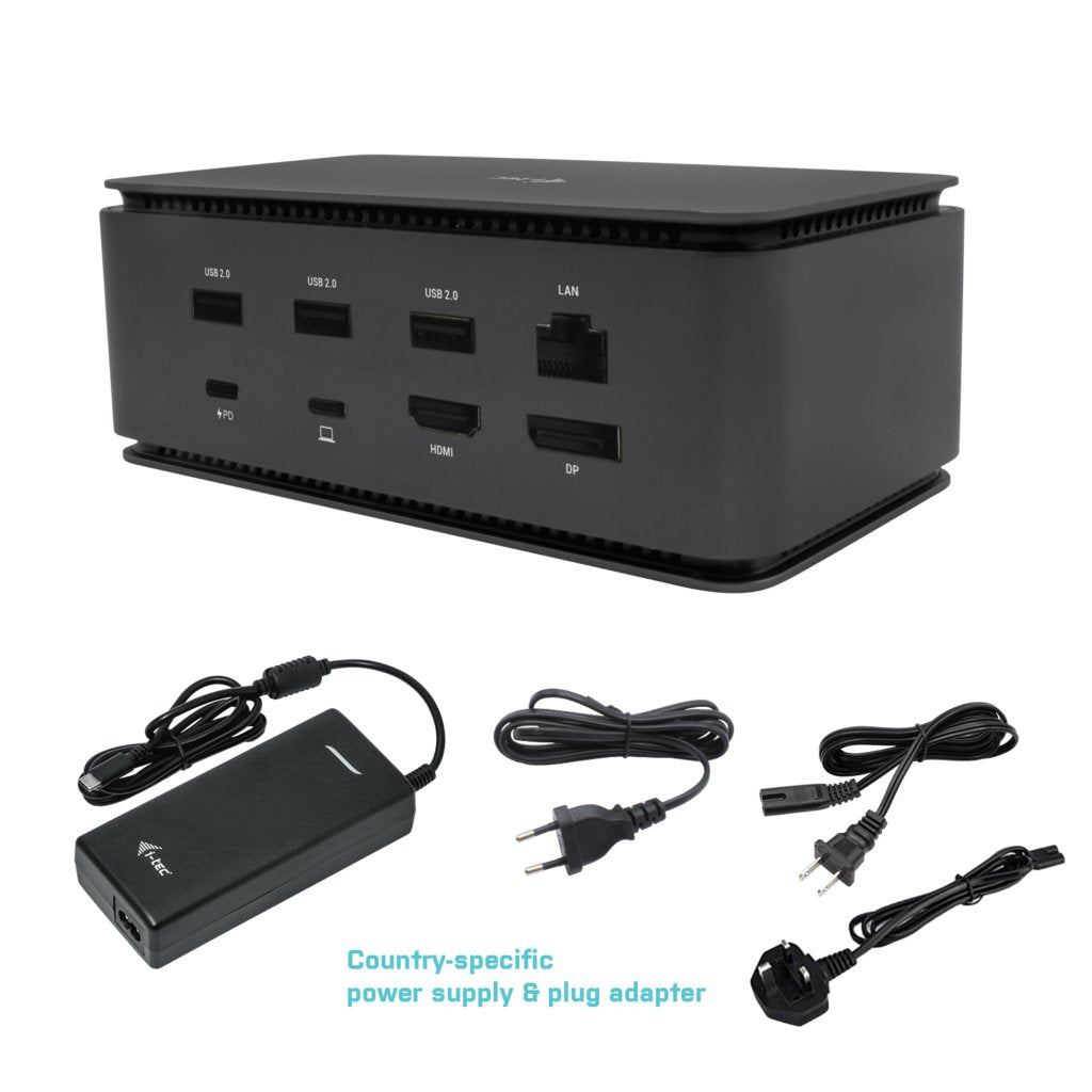 I-Tec Metal Usb4 Docking Station Dual 4k Hdmi Dp With Power Delivery 80 W + Universal Charger 112 W