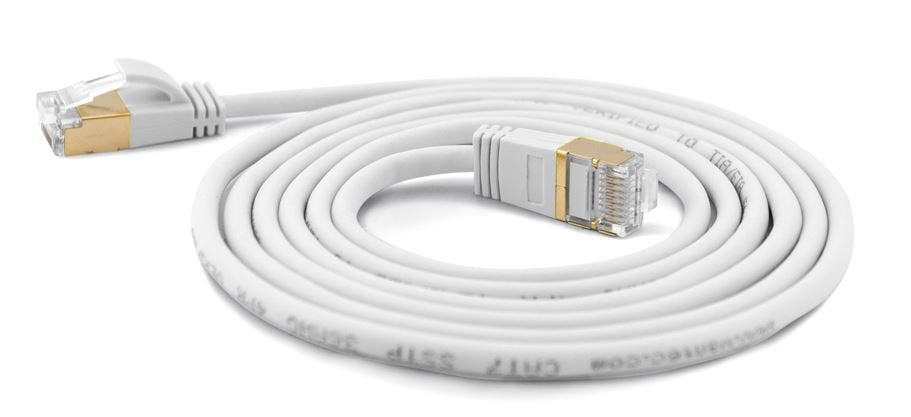 Wantec Wire Sstp, Cable De Red Cat7 Delgado Y Redondo, Conector Cat6a, D = 4 Mm, Blanco, 0,20 M