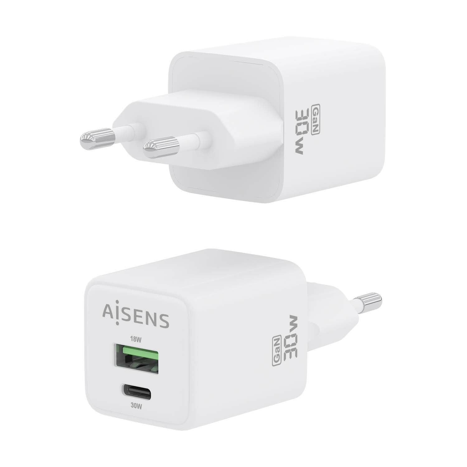 EAN 8435739901281 - AISENS ASCH-30W2P037-W cargador de dispositivo móvil Universal Corriente alterna Carga rápida Interior imagen 3