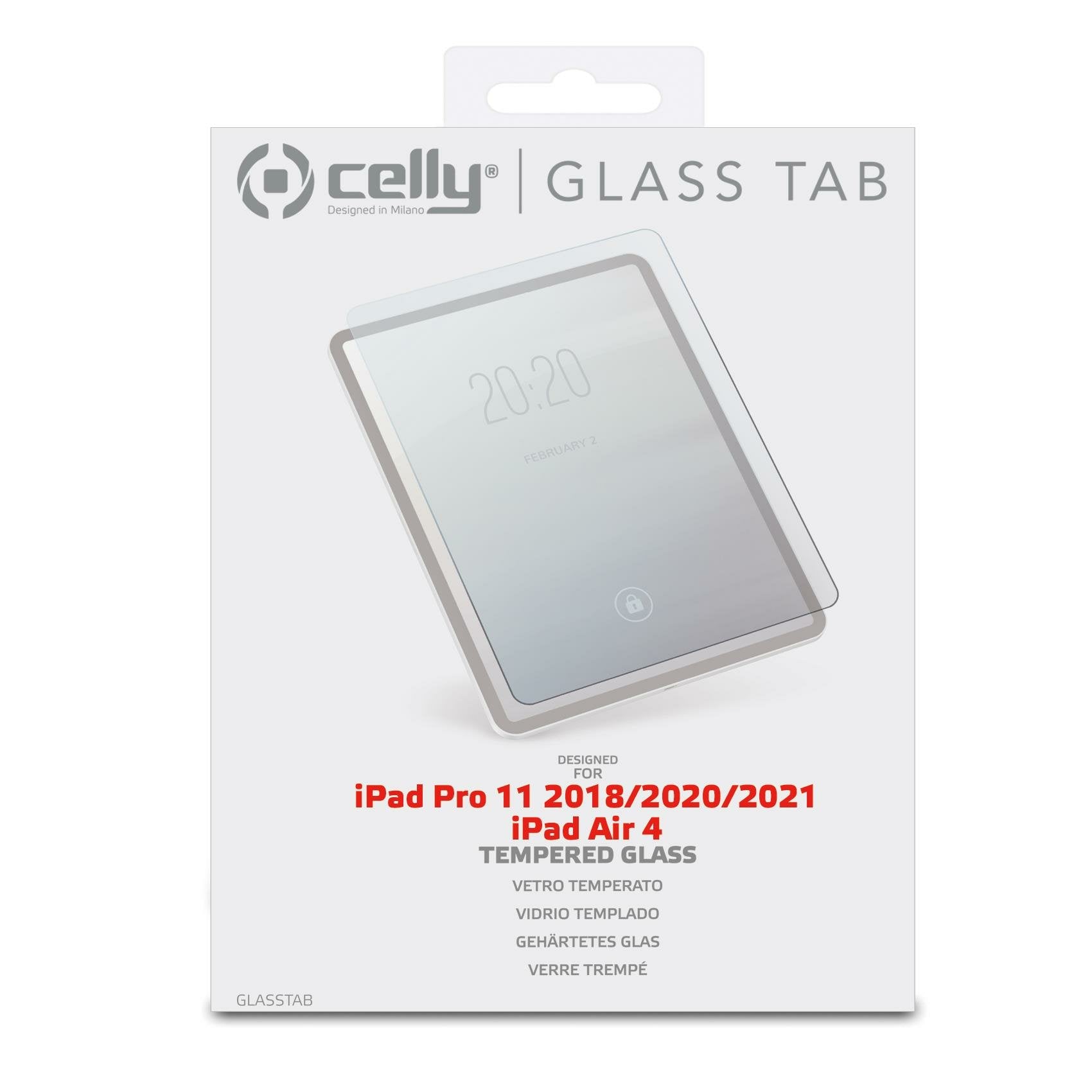 Celly Glasstab Protector De Pantalla Ipad Pro 11 2018/ 2020/ 2021 Ipad Air 4 Ipad 10.9 2020