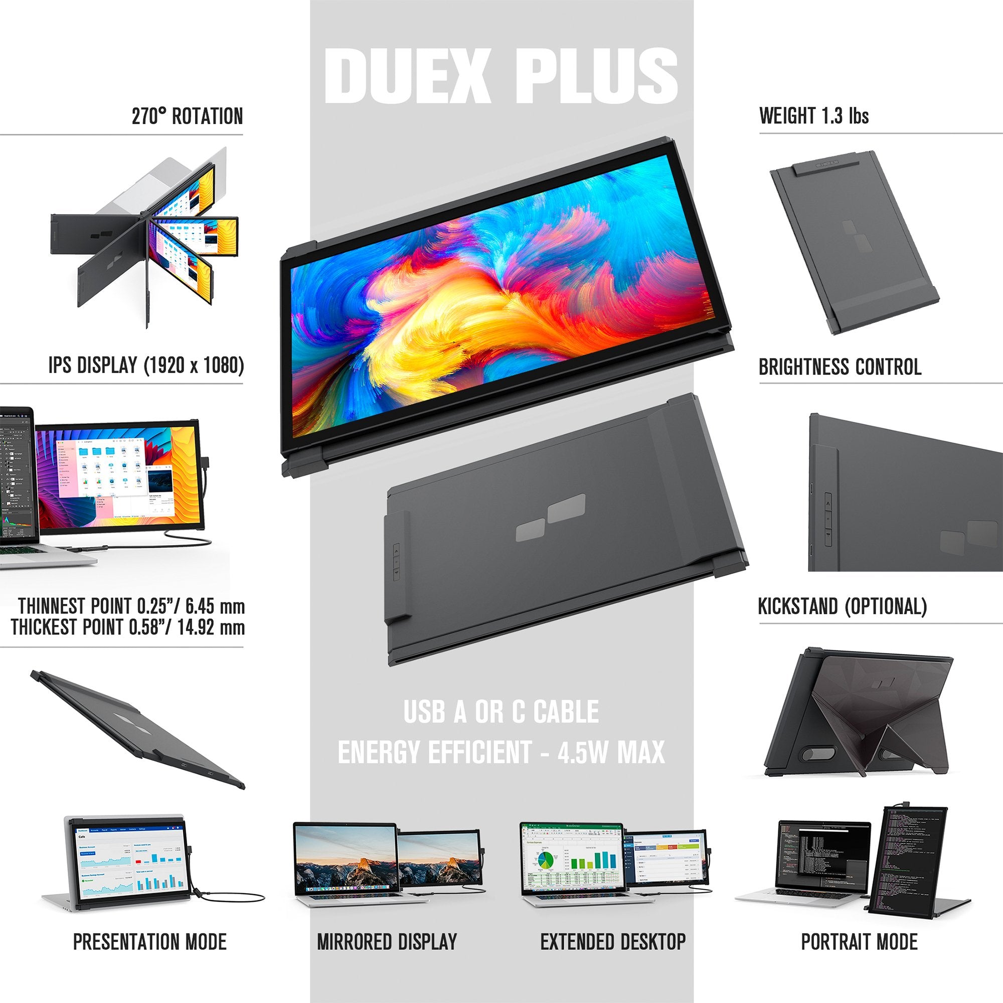 EAN 850001446228 - Mobile Pixels DUEX Plus pantalla para PC 33,8 cm (13.3") 1920 x 1080 Pixeles Full HD LCD Gris imagen 5