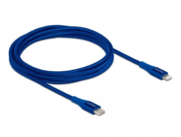 Delock Daten- Und Ladecable Usb Type-C Zu Lightning Für Iphone, Ipad Und Ipod Blau 2 M Mfi