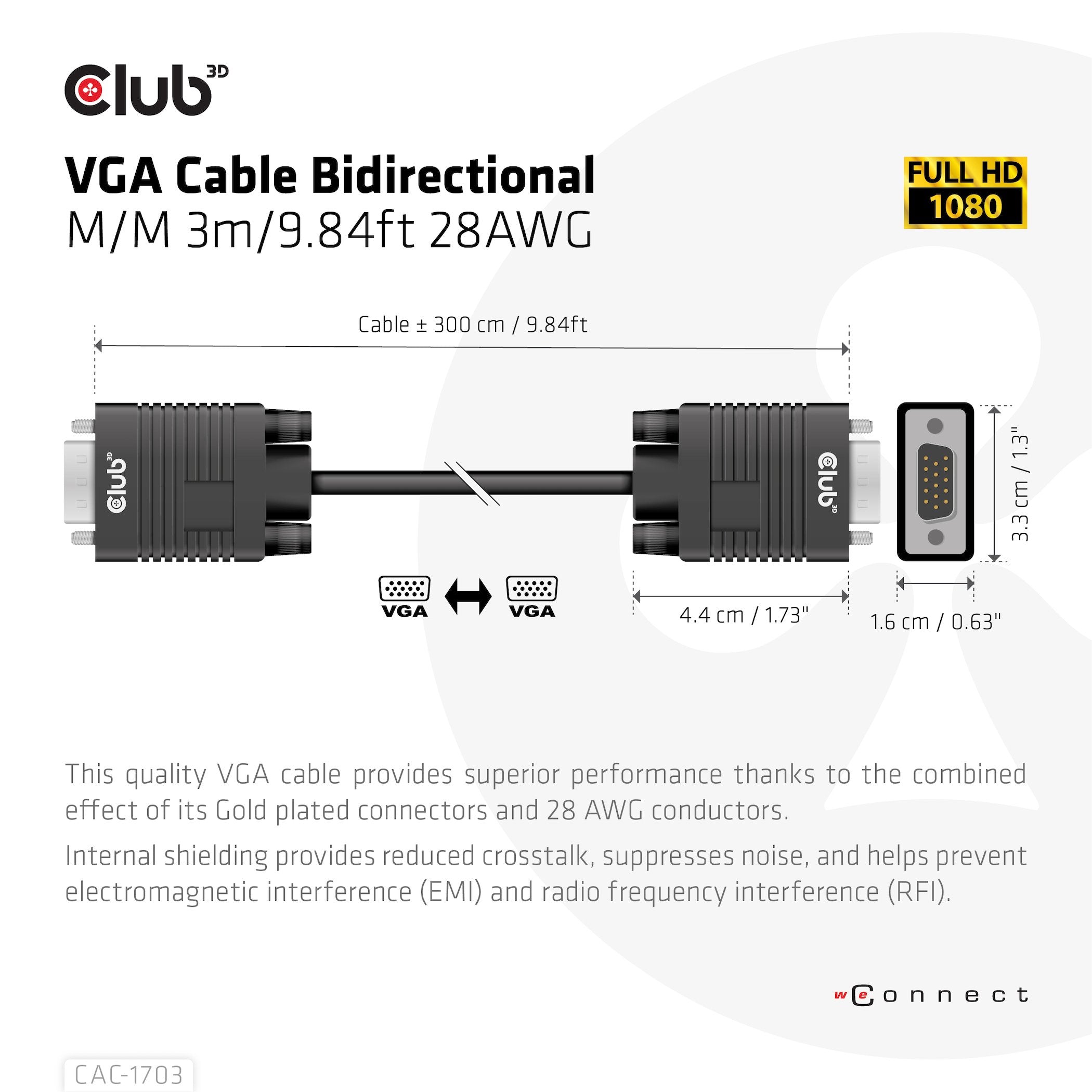 EAN 8719214472184 - CLUB3D CAC-1703 cable VGA 3 m VGA (D-Sub) Negro imagen 4