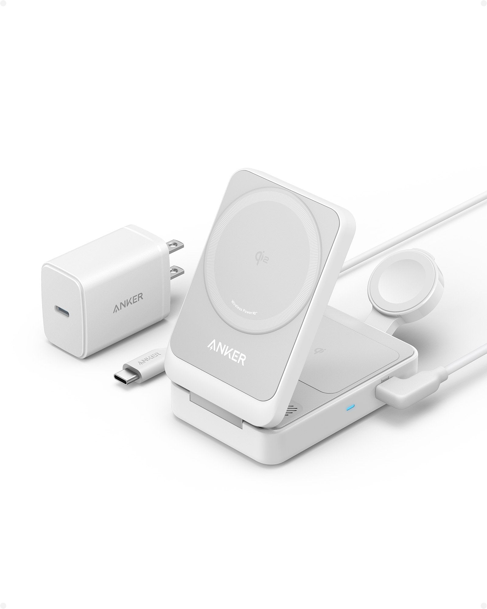 Cargador Magnetico Anker Maggo 15w 3in1 Blanco
