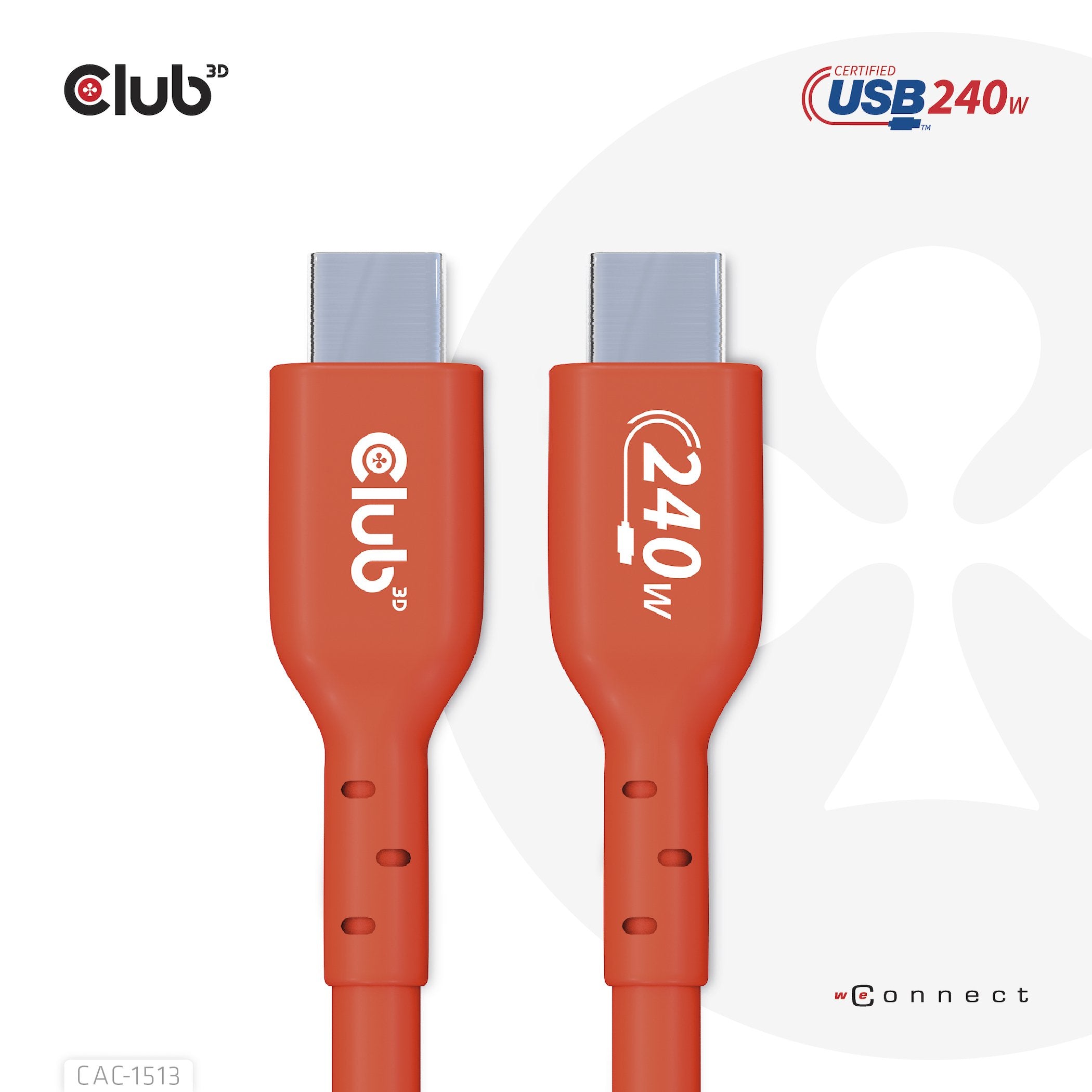 Club3d Cable Certificado Usb2 Tipo C Bidireccional Usb-If Datos 480 Mb, Pd 240 W (48 V/5 A) Epr M/M 3 M/9,84 Pies