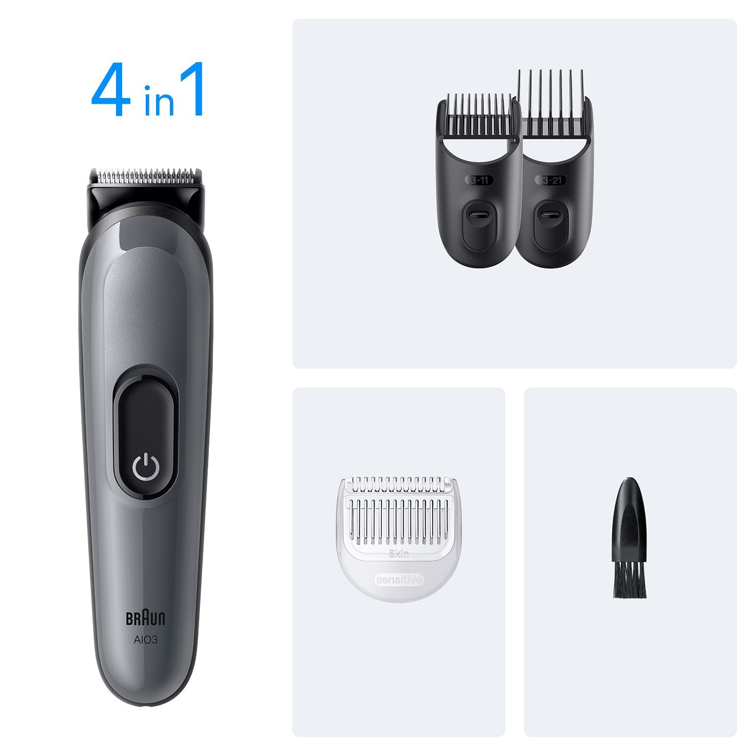Braun Aio3500 Cortadora De Pelo Y Maquinilla Negro, Gris 14 Níquel-Metal Hidruro (Nimh)